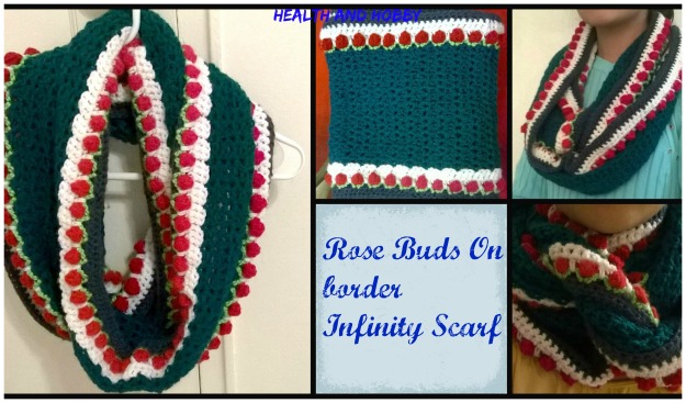 Rose Buds On Border Infinity Scarf: By Health and Hobby